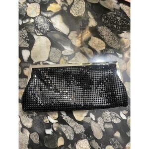 Vintage La Regaie Black Evening Clutch Purse Tuck Away Chain Shoulder Strap Y2K